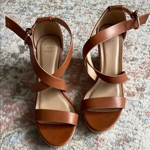 A New Day Women's Brown Wedge Sandals